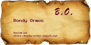 Bondy Ormos névjegykártya